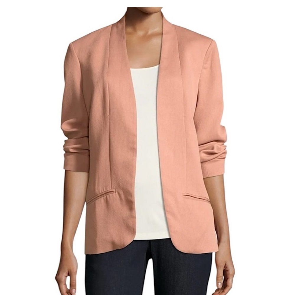 Eileen Fisher Women's Open Front Long Sleeve Blazer Jacket Blush Pink Size XSp